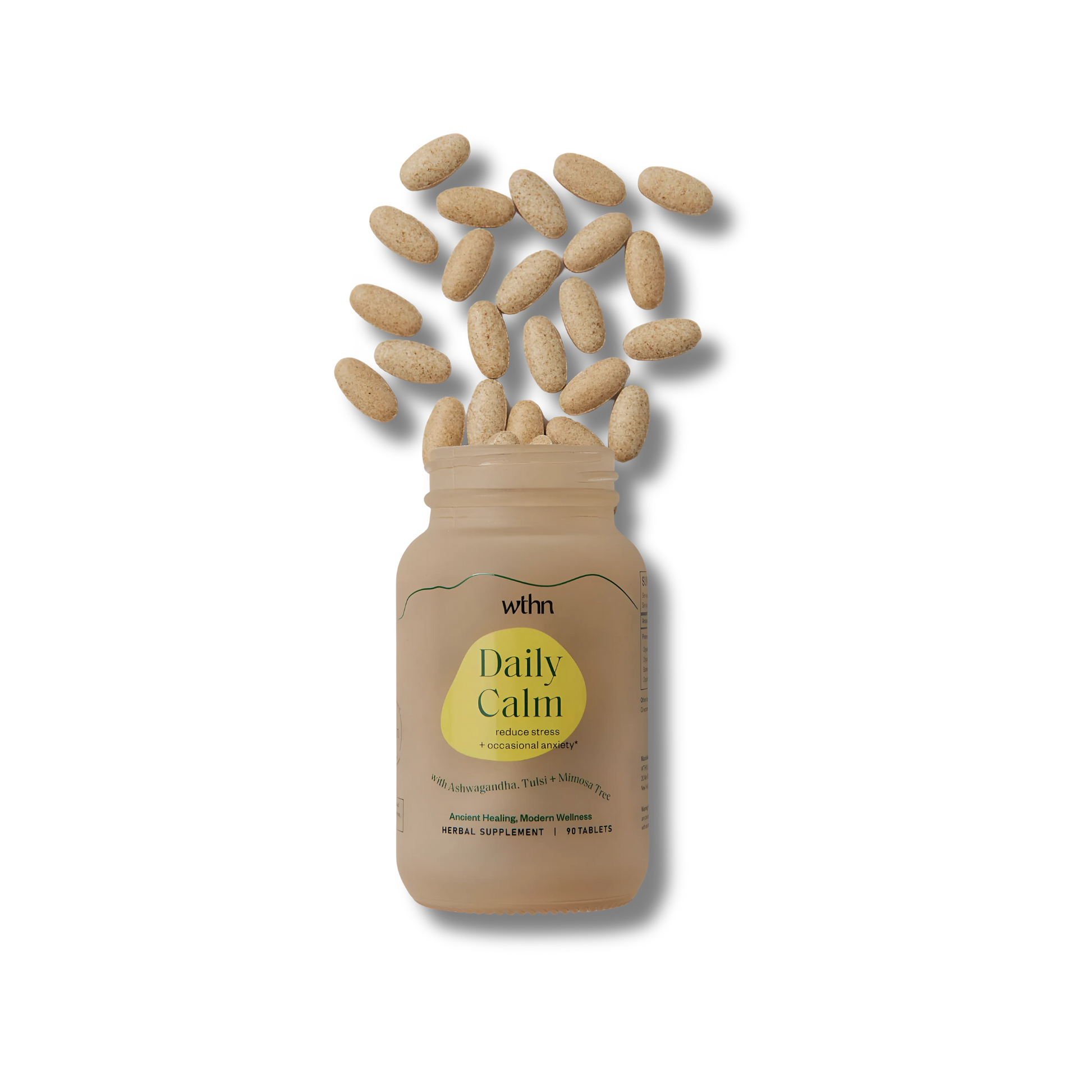 Natural calm supplement tablets with Ashwagandha and Mimosa Tree