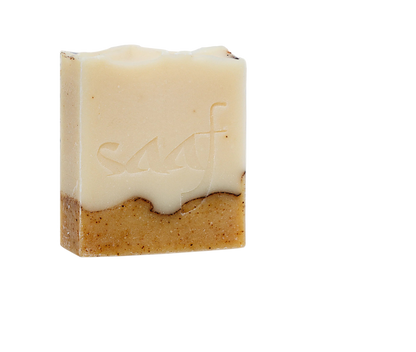 Two-tone soap bar on a white background