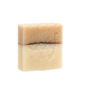 Square bar of soap with on a white background